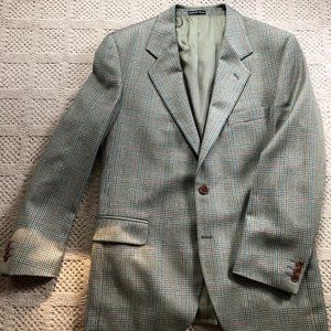 Vintage Italian Tailored Cashmere/Merino Green Plaid Blazer